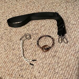 Black Universal Bag Strap with Tortoiseshell Key Ring